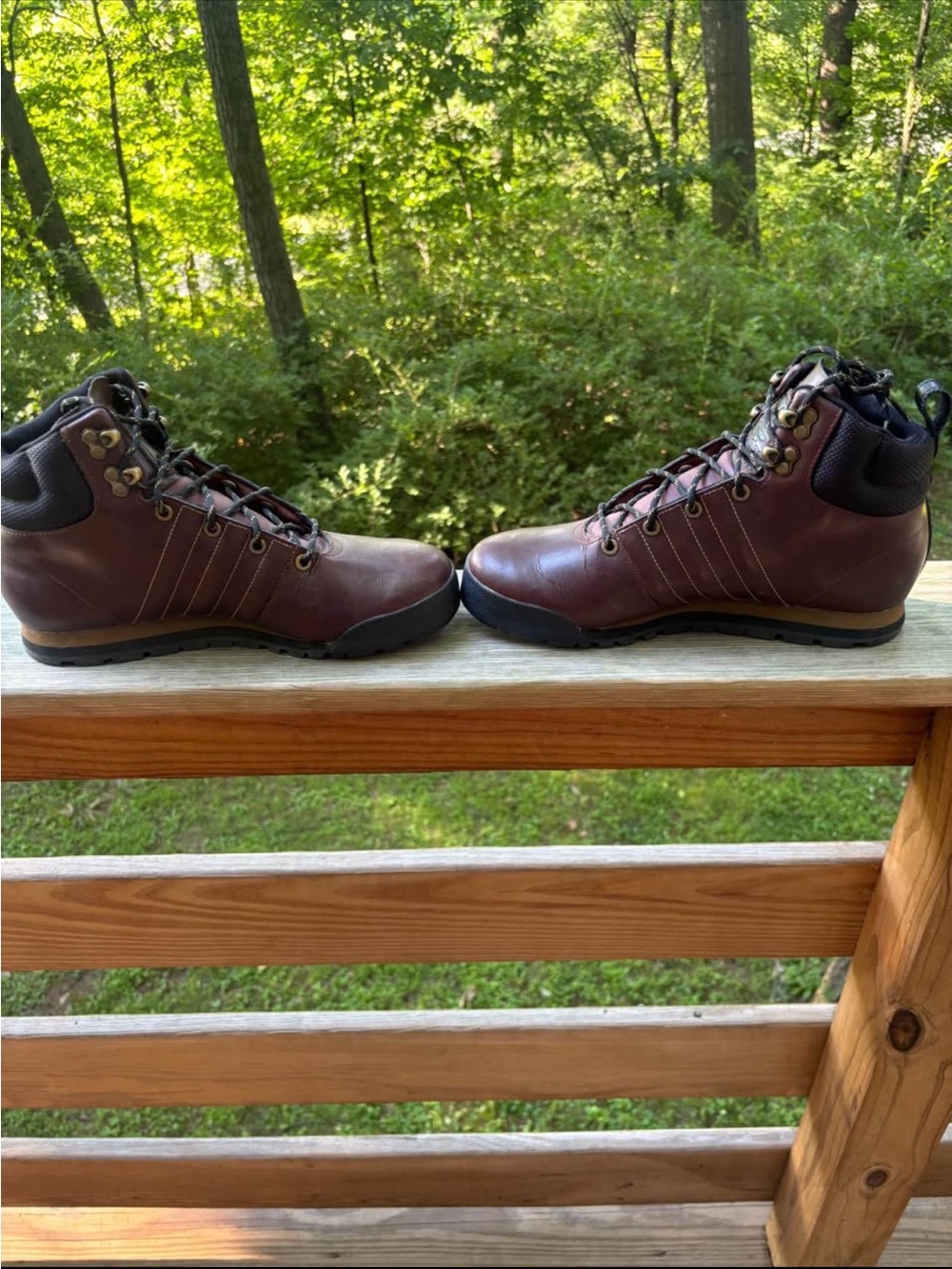 adidas Brown Leather Lace-Up Hiking Boots